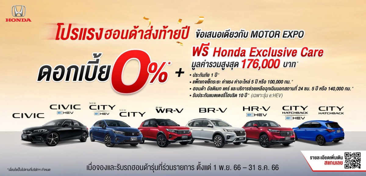 โปรโมชั่นรถยนต์ honda สิ้นปี 2566